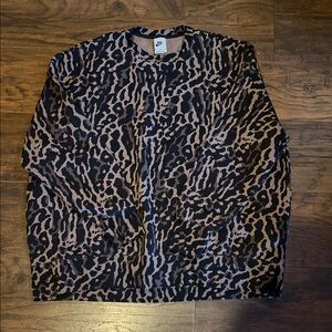 Nike Leopard-Print Crewneck Sweatshirt - Black & Brown